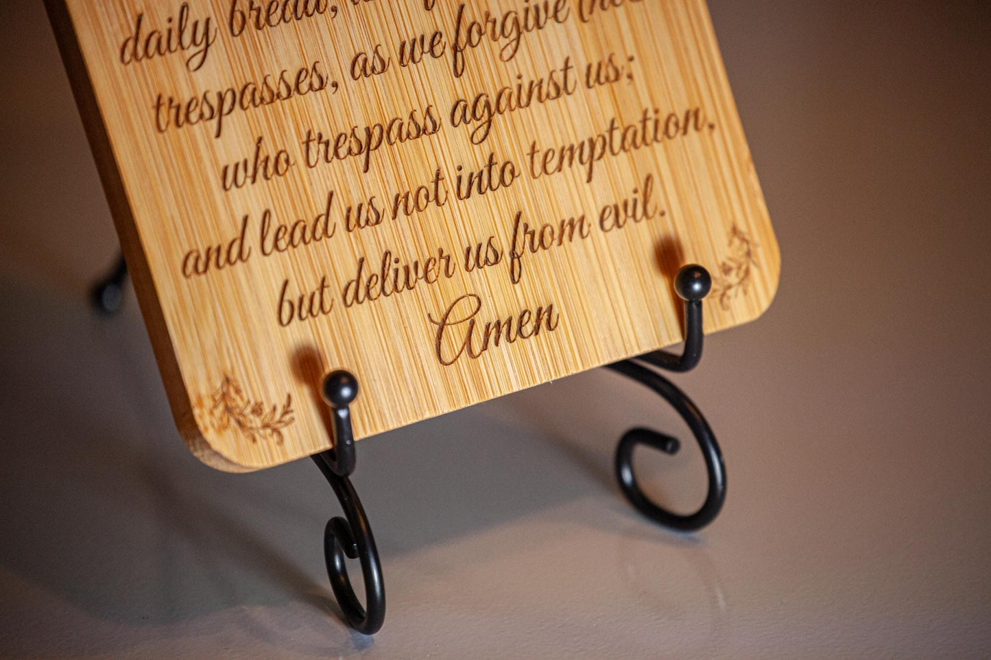 Our Father, Decorative Bamboo Cutting Board, 11" x 5", Engraved in the USA, Catholic Living, The Lord's Prayer