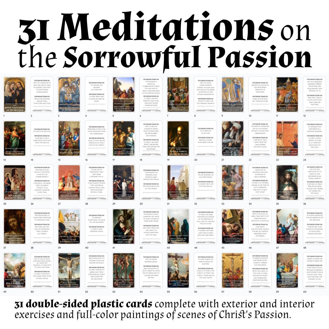 Meditations on the Sorrowful Passion, 31 Durable Plastic Cards on the Mysteries of Christ's Passion | Pocket PrayerFulls™ | Catholic Prayers