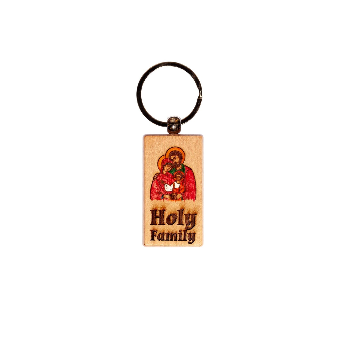 Jesus the Good Shepherd, Hand-Colored, Solid Wood Keychain, Engraved in the USA, Catholic