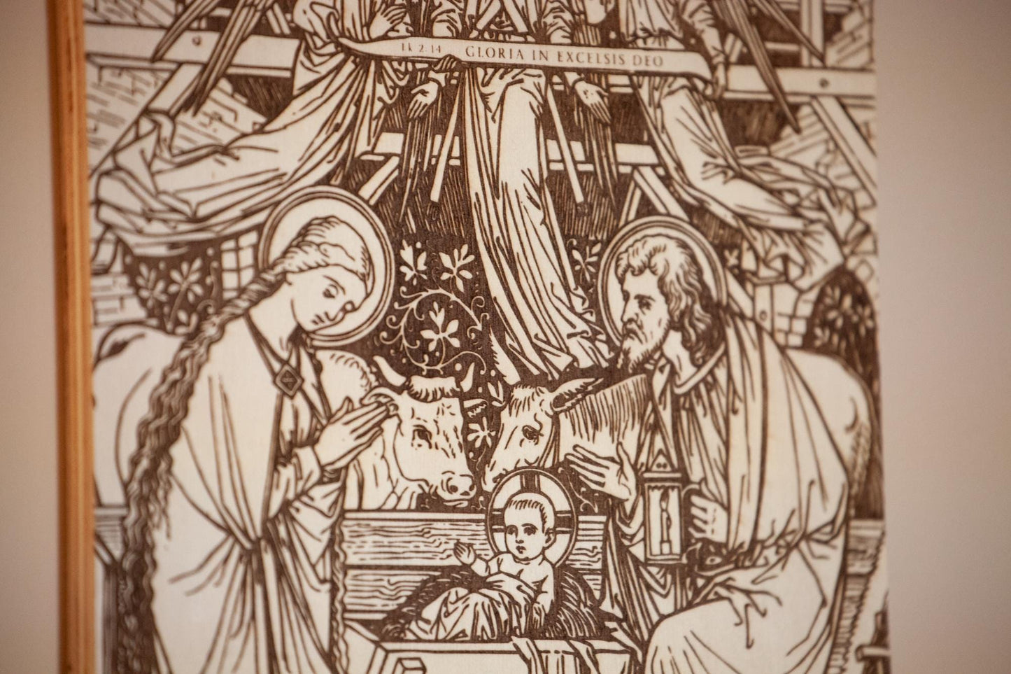 Nativity Scene, Christmas, Laser-Engraved Wood Panel Wall Art, 8" x 10" | Engraved in the USA