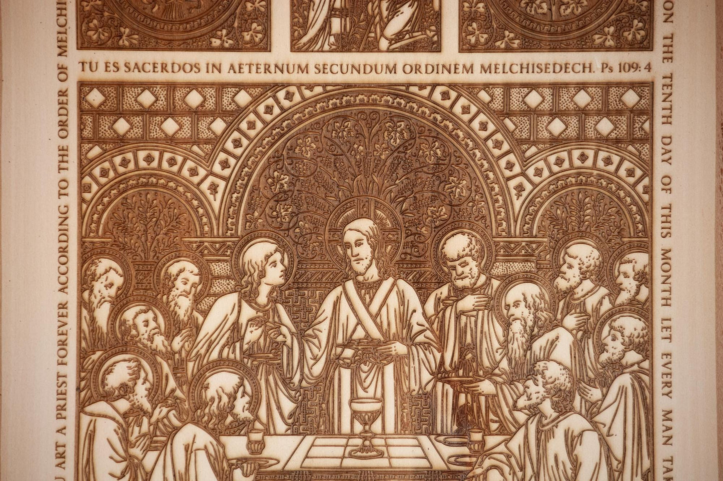 The Last Supper, 12 x 16 inch Large Laser-Engraved Wood Wall Art with Bark Edge, Engraved in the USA