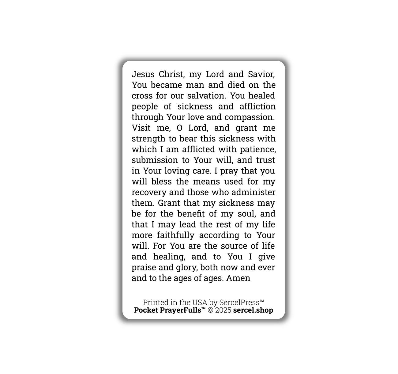 Prayer of a Sick Person: Pocket PrayerFulls™ | Durable Wallet Prayer Cards