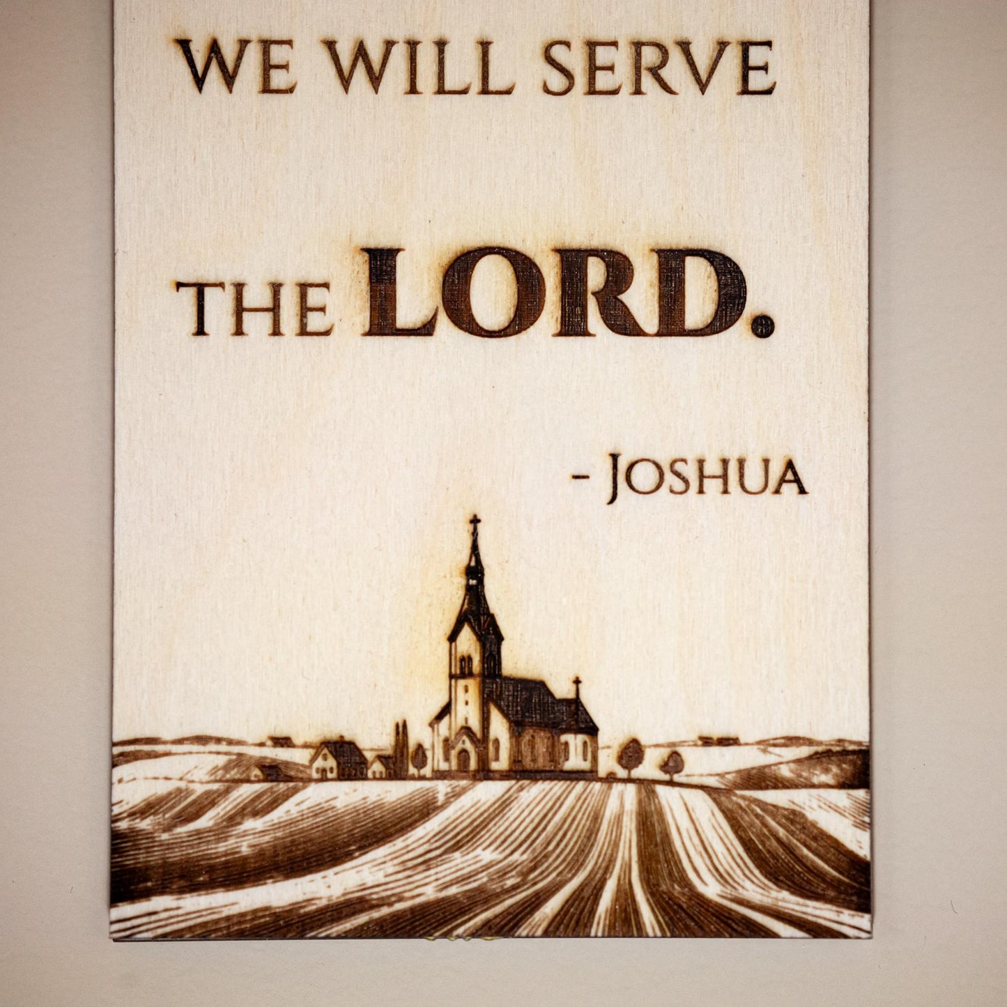 As For Me And My House, We Will Serve The LORD - Joshua, Hand-Colored, Laser-Engraved, Mini Wood Wall Art, Engraved in the USA