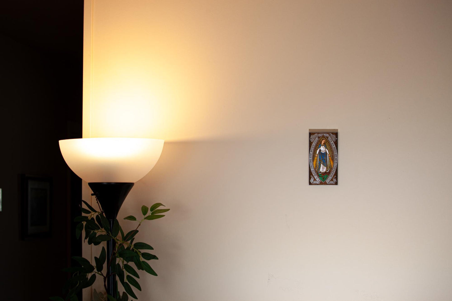 Our Lady of Grace, Hand-Colored, Laser-Engraved, Mini Wood Wall Art, 3.25" x 5.75", Engraved and Hand-Colored in the USA