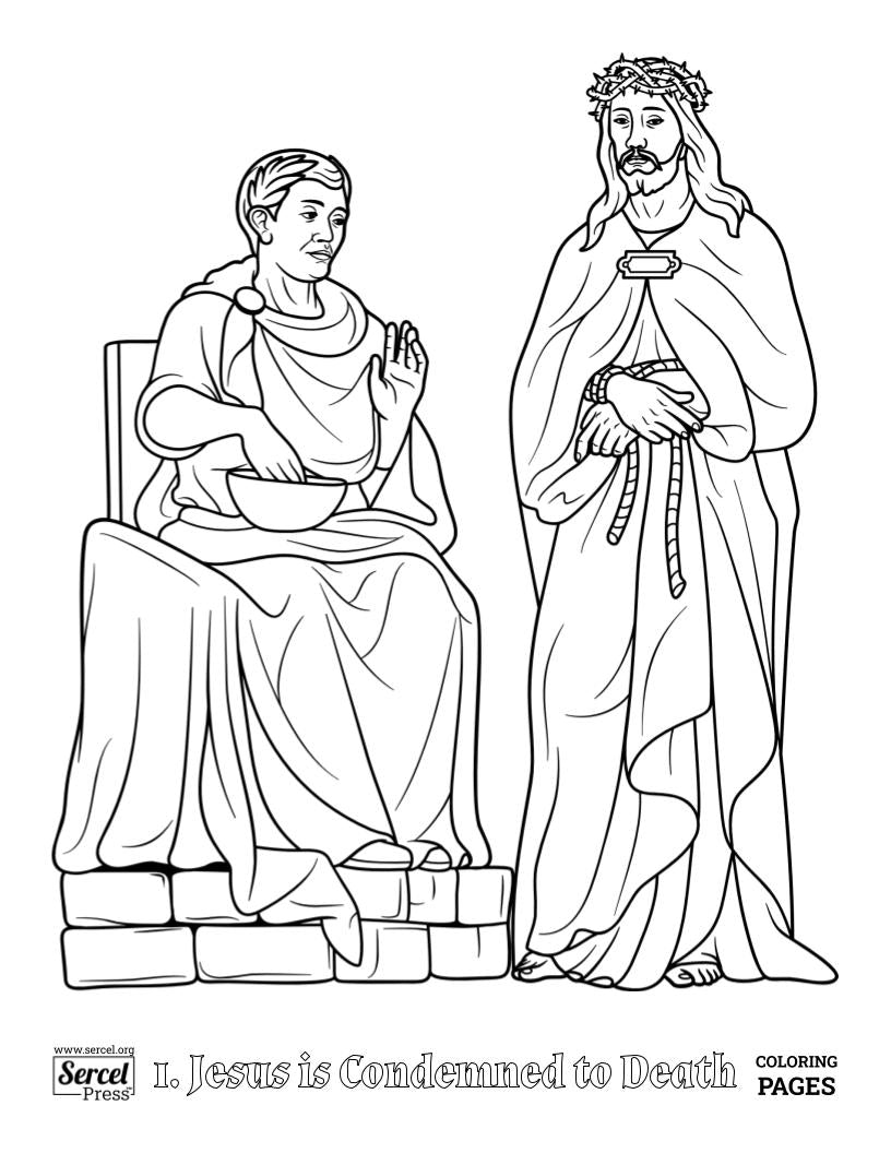 Stations of the Cross - Printable Catholic Coloring Book (14 Pages) – Instant Digital Download PDF