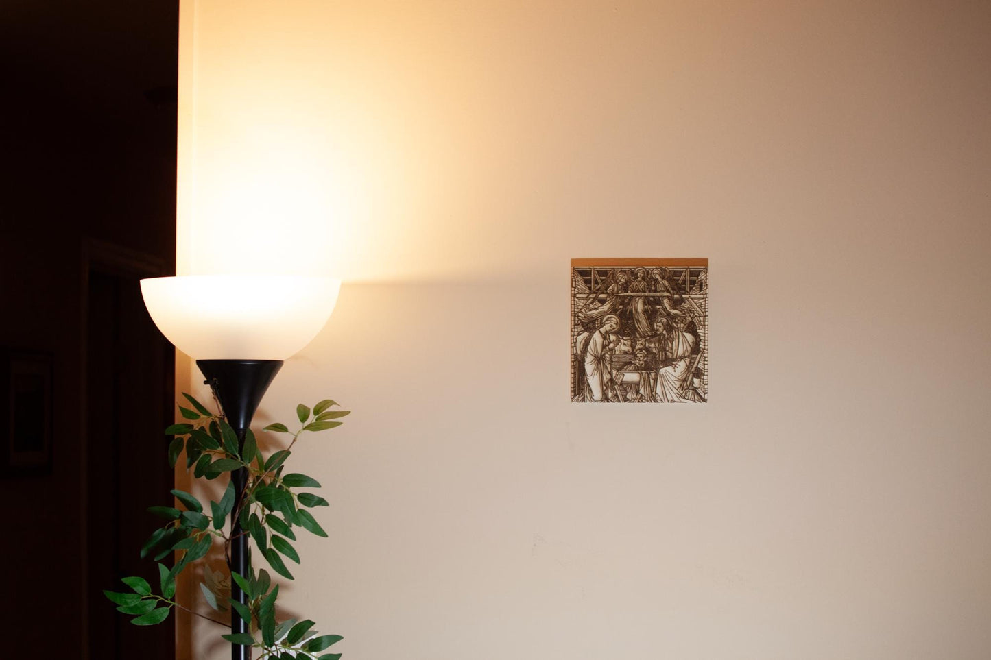 Nativity Scene, Christmas, Laser-Engraved Wood Panel Wall Art, 8" x 8" | Engraved in the USA