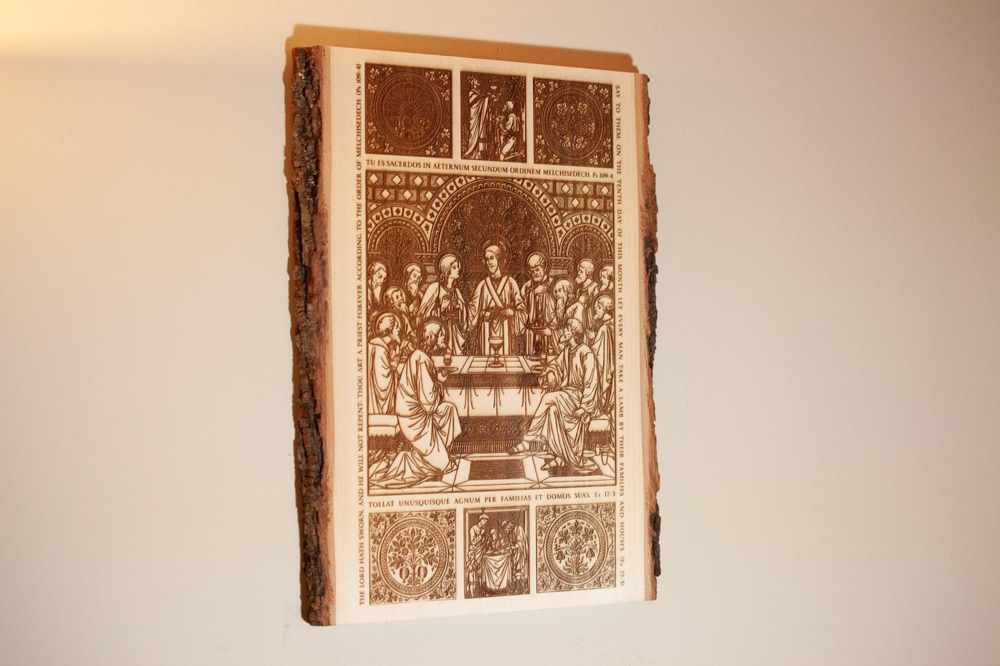The Last Supper, 12 x 16 inch Large Laser-Engraved Wood Wall Art with Bark Edge, Engraved in the USA