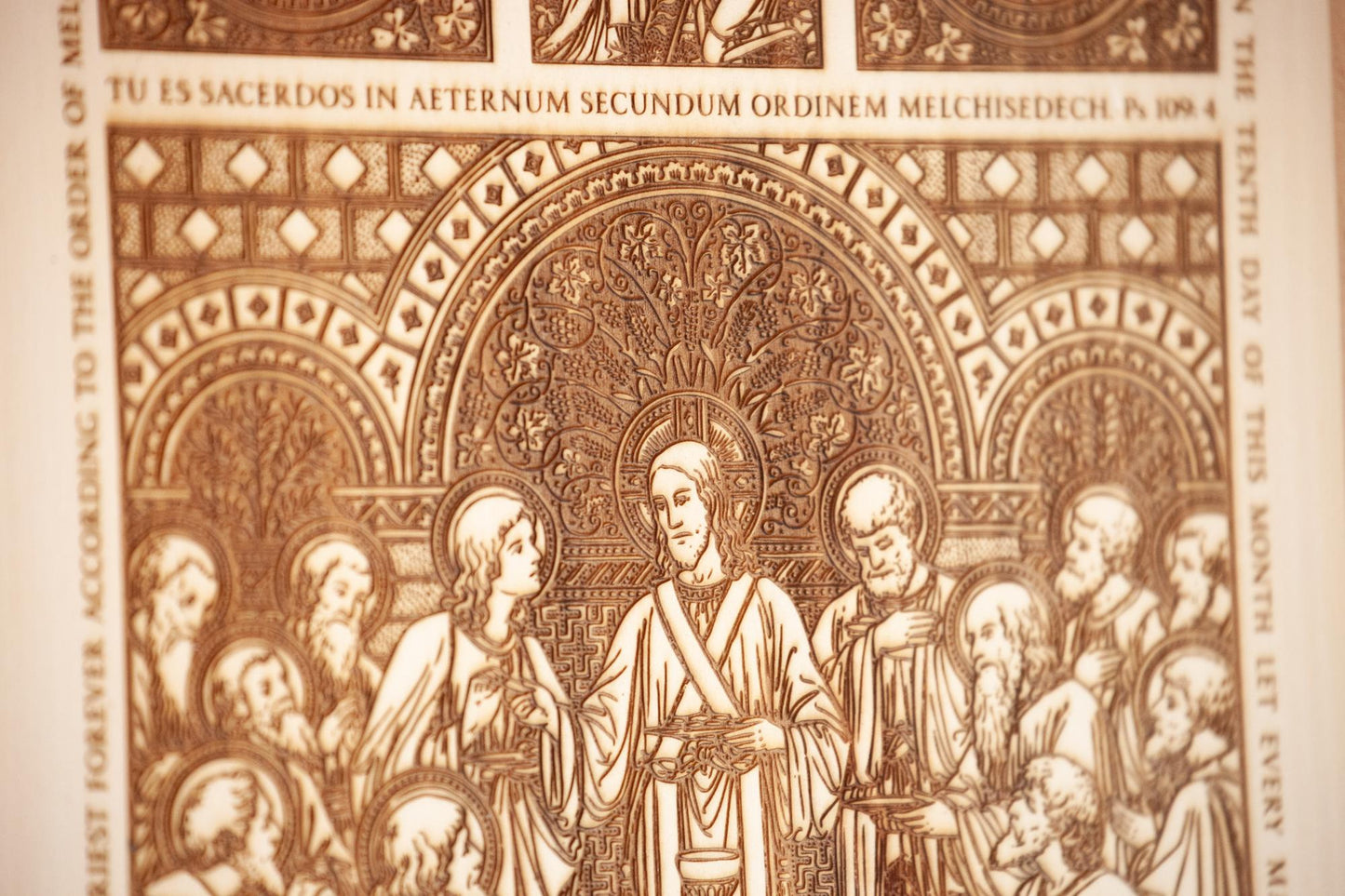 The Last Supper, 12 x 16 inch Large Laser-Engraved Wood Wall Art with Bark Edge, Engraved in the USA