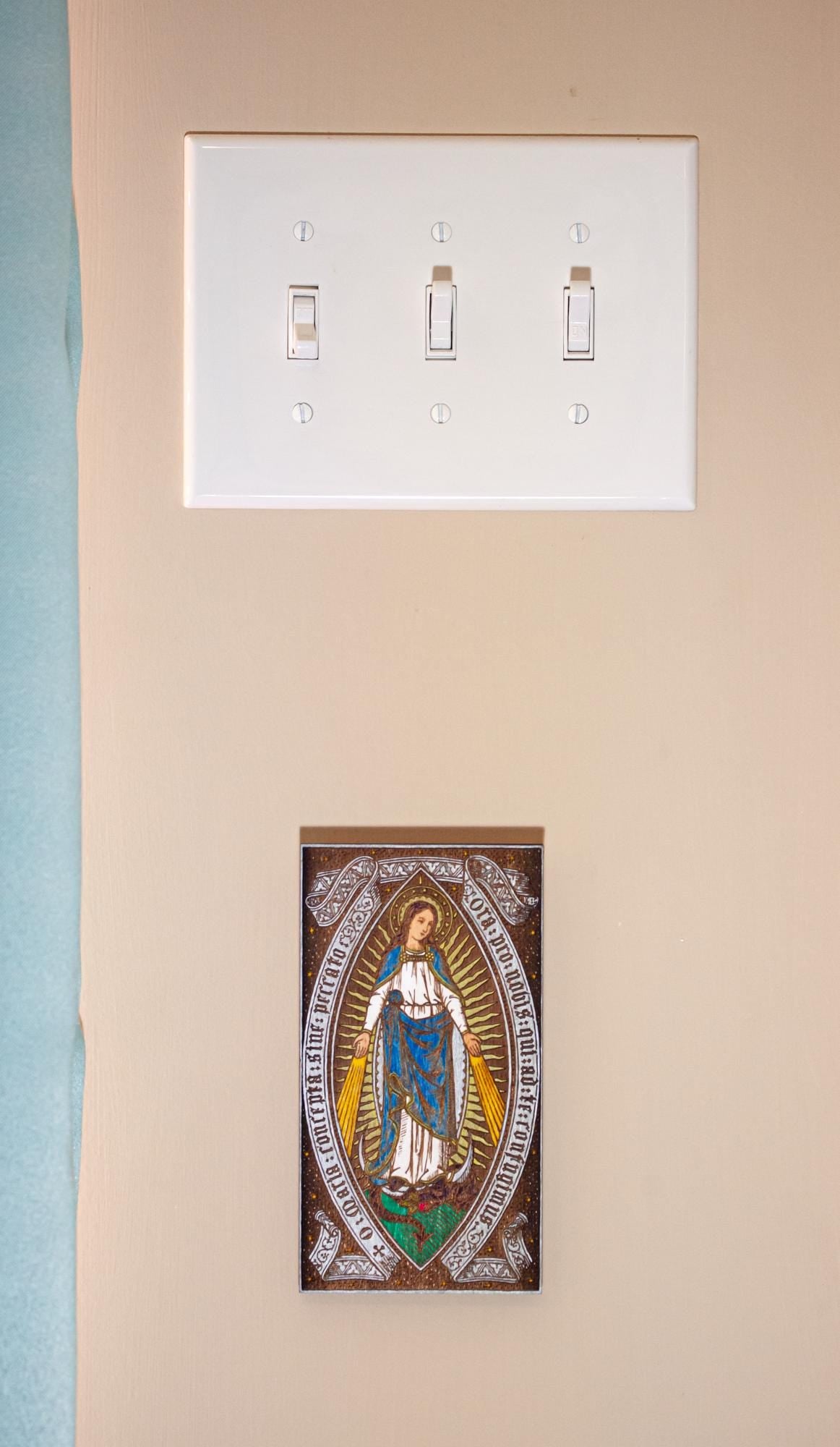 Our Lady of Grace, Hand-Colored, Laser-Engraved, Mini Wood Wall Art, 3.25" x 5.75", Engraved and Hand-Colored in the USA
