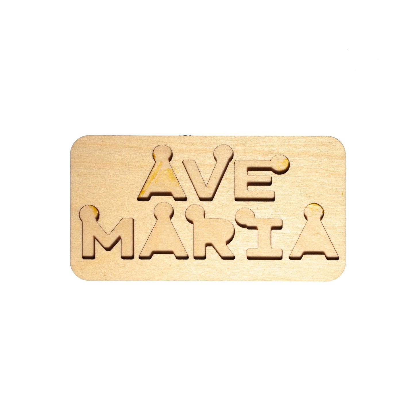 Mini Ave Maria Letter Puzzle, Made in the USA from Birch Wood, 5.5" x 2.75", Catholic Education, Home School