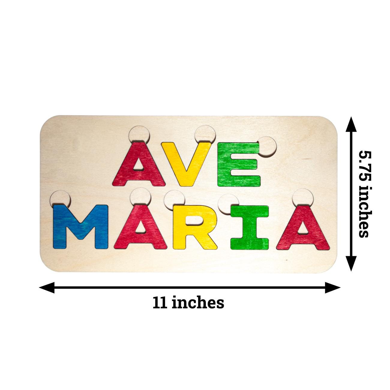 Large Ave Maria Letter Puzzle, Made in the USA from Birch Wood, 11" x 5.5", Catholic Education, Home School