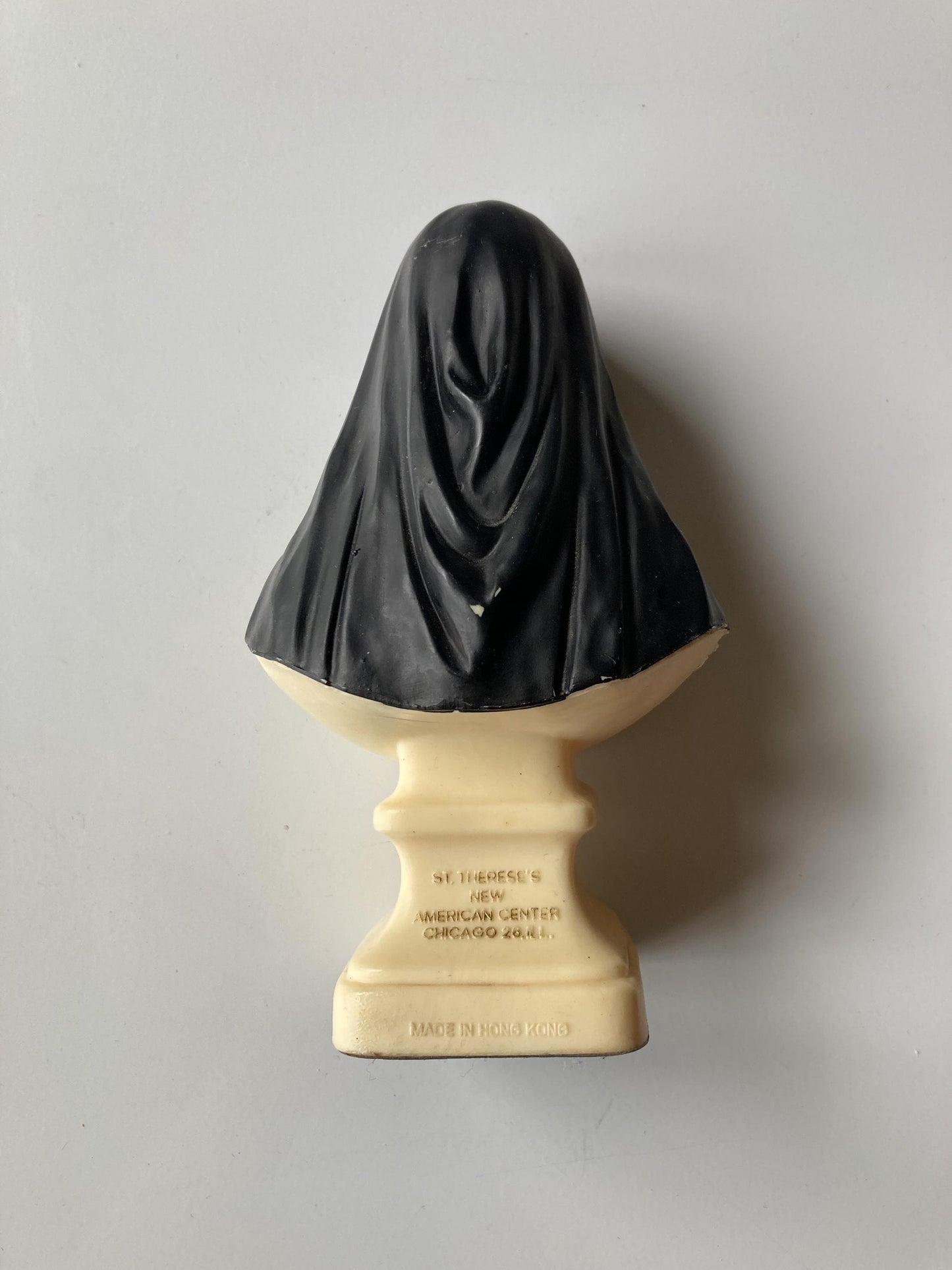 Vintage St. Therese "St. Therese's New American Center Chicago" Hard Plastic Souvenir Bust