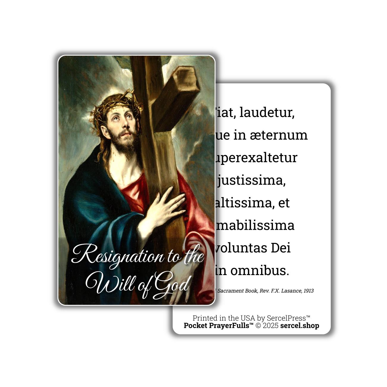 Resignation to the Will of God in LATIN: Pocket PrayerFulls™ | Uncompromising Holy Cards — Built to Last. Backed for Life