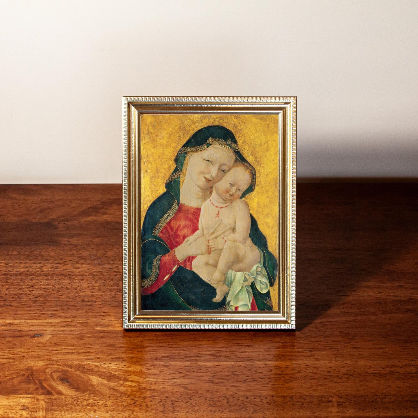 Madonna and Child - Master of the Winking Eyes, Hand-Framed Original Design—Restored Antique Artwork—Gold Frame, Wall Decor, 5x7, 8x10