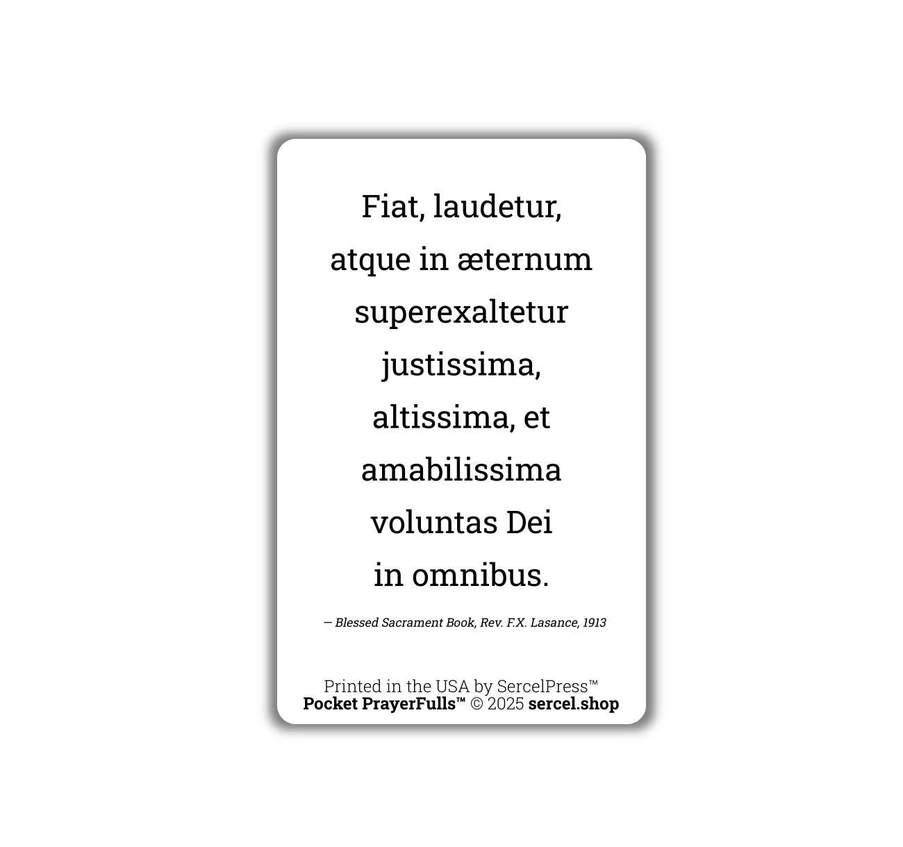 Resignation to the Will of God in LATIN: Pocket PrayerFulls™ | Uncompromising Holy Cards — Built to Last. Backed for Life