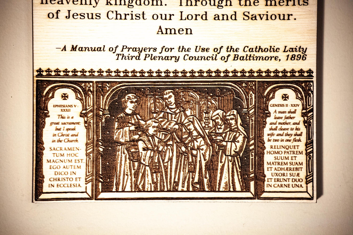 Prayer of Husband & Wife – 6x12 or 4x8 Wood Wall Plaque – Engraved Baltic Birch – Catholic Marriage Gift, Home Altar Decor, Made in the USA