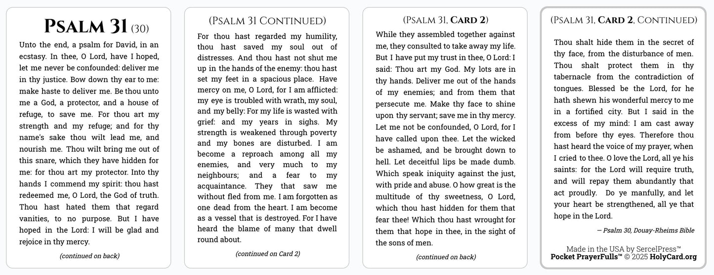Psalm 31 — On Two Cards: Pocket PrayerFulls™ | Pocket PrayerFulls™ | Uncompromising Holy Cards — Built to Last. Backed for Life | Psalms