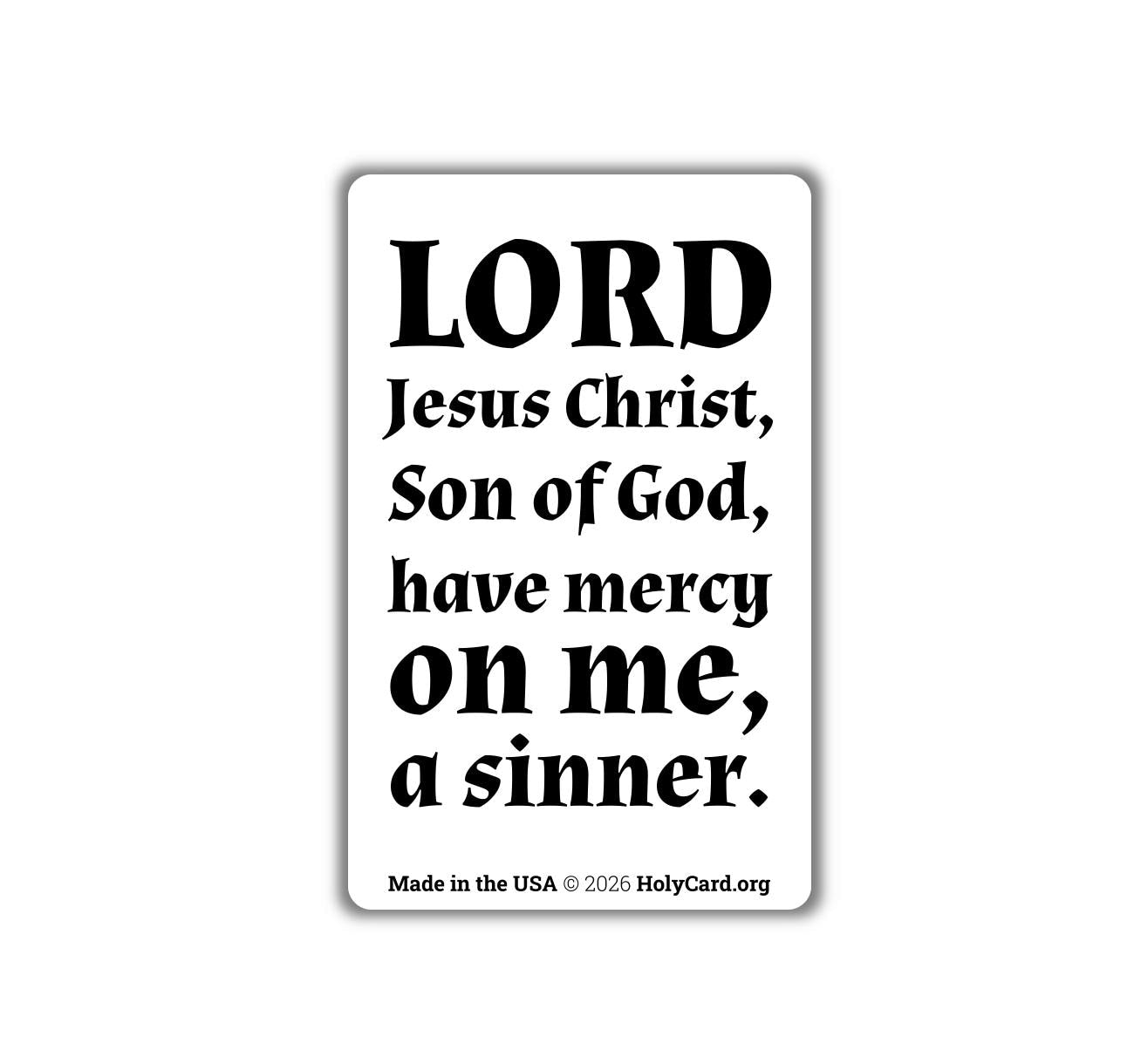 Jesus Prayer Wallet Card – Lord Jesus Christ Son of God Have Mercy on Me a Sinner – Durable Plastic Catholic Holy Card – Made in the USA