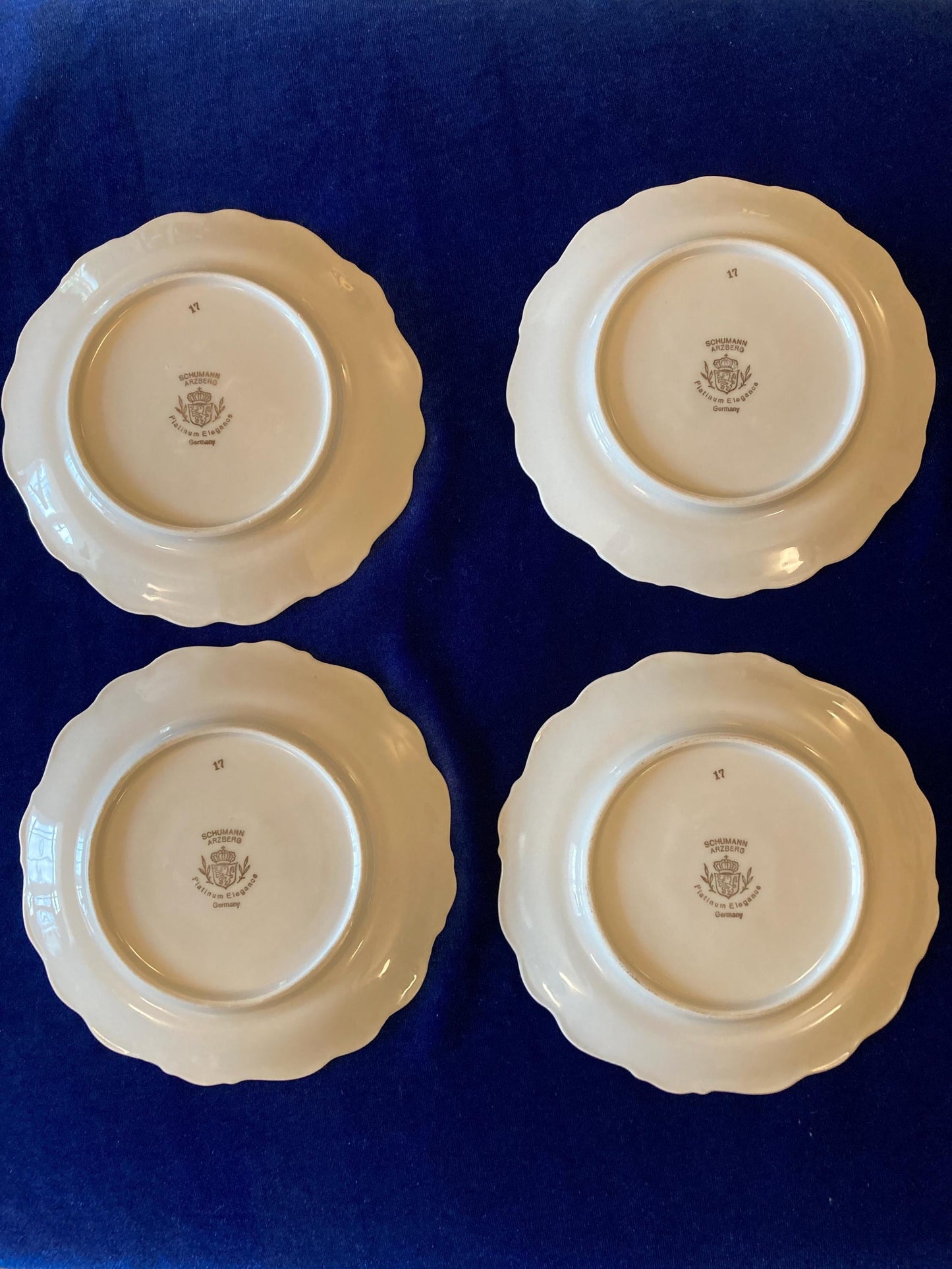 Vintage Schumann Arzberg Platinum Elegance Set of 4 Bread and Butter Plates 6.25"