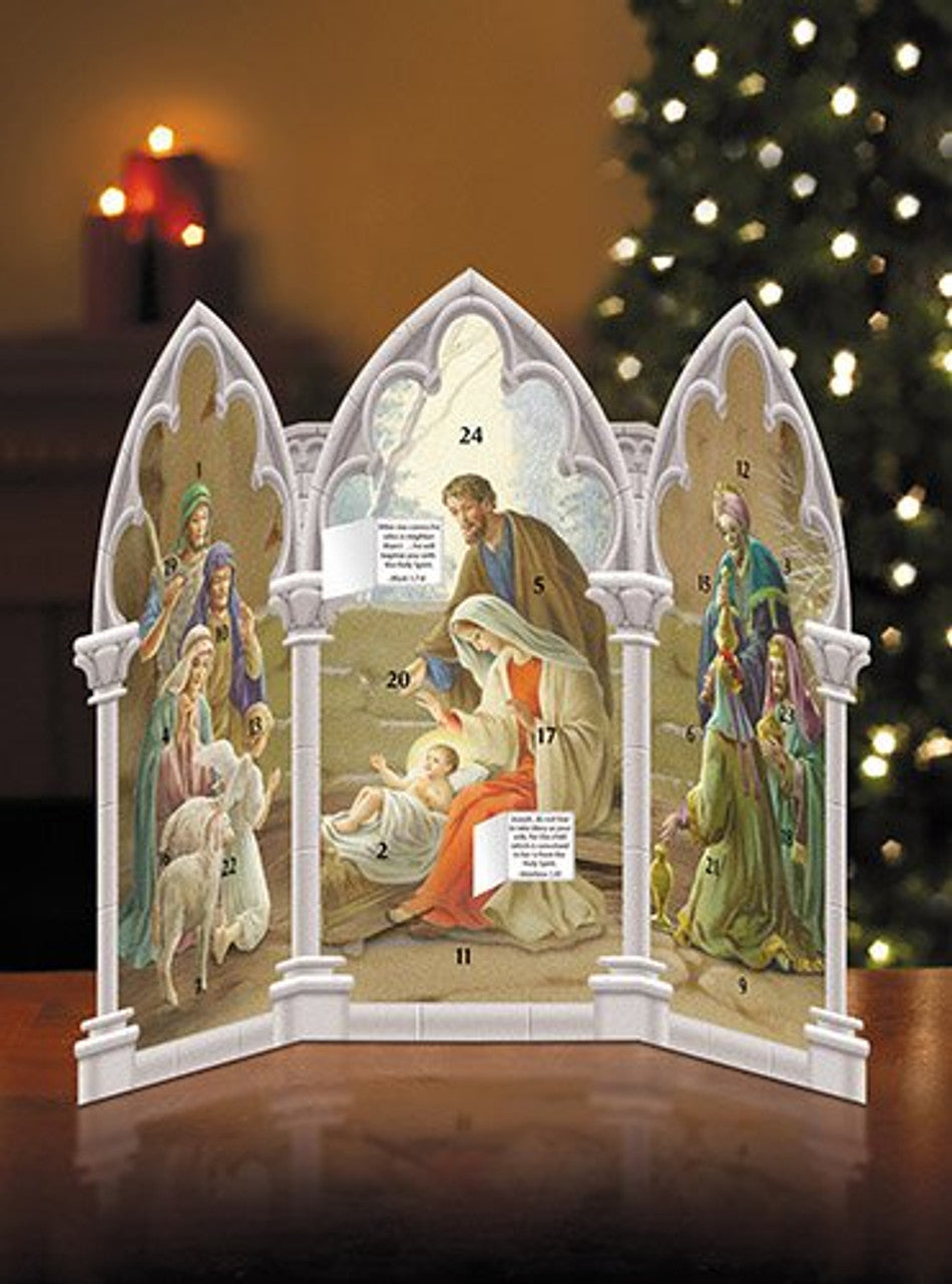 Triptych Standing Nativity Advent Calendar, ONE (1) Calendar, 15-1/2" W x 11-1/4" H