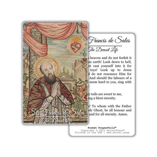 St. Francis de Sales, The Devout Life: Pocket PrayerFulls™ | Durable Wallet Holy Cards | Catholic Saints