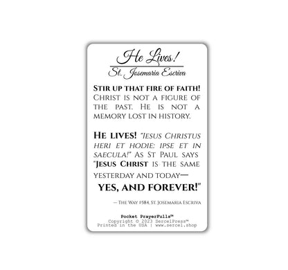 St. Josemaria Escriva, He Lives: Pocket PrayerFulls™ | Durable Wallet Prayer Cards | Catholic Saints