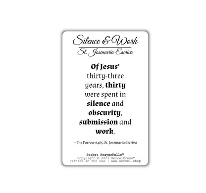 St. Josemaria Escriva, Silence & Work: Pocket PrayerFulls™ | Durable Wallet Prayer Cards | Catholic Saints