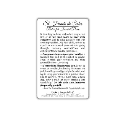 St. Francis de Sales, Rules for Inward Peace: Pocket PrayerFulls™ | Durable Wallet Prayer Cards | Catholic Saints