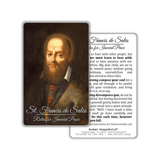 St. Francis de Sales, Rules for Inward Peace: Pocket PrayerFulls™ | Durable Wallet Prayer Cards | Catholic Saints