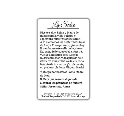 Hail, Holy Queen in Spanish / La Salve | Pocket PrayerFulls™ | Uncompromising Holy Cards — Built to Last. Backed for Life