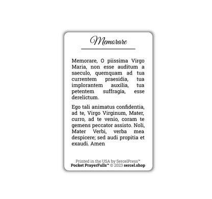 Memorare in Latin: Pocket PrayerFulls™ | Durable Wallet Prayer Cards | Catholic Prayers