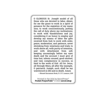 Saint Joseph the Worker: Pocket PrayerFulls™ | Durable Wallet Holy Cards | Catholic Saints