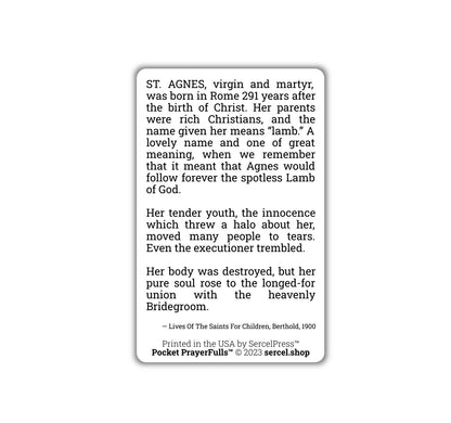 Saint Agnes: Pocket PrayerFulls™ | Durable Wallet Holy Cards | Catholic Saints