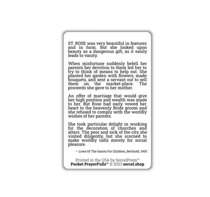 Saint Rose of Lima: Pocket PrayerFulls™ | Durable Wallet Holy Cards | Catholic Saints