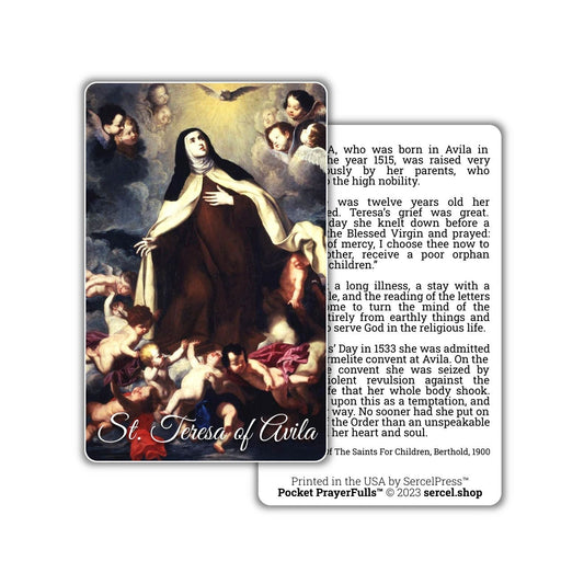Saint Teresa of Avila: Pocket PrayerFulls™ | Durable Wallet Holy Cards | Catholic Saints