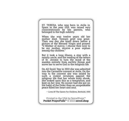 Saint Teresa of Avila: Pocket PrayerFulls™ | Durable Wallet Holy Cards | Catholic Saints