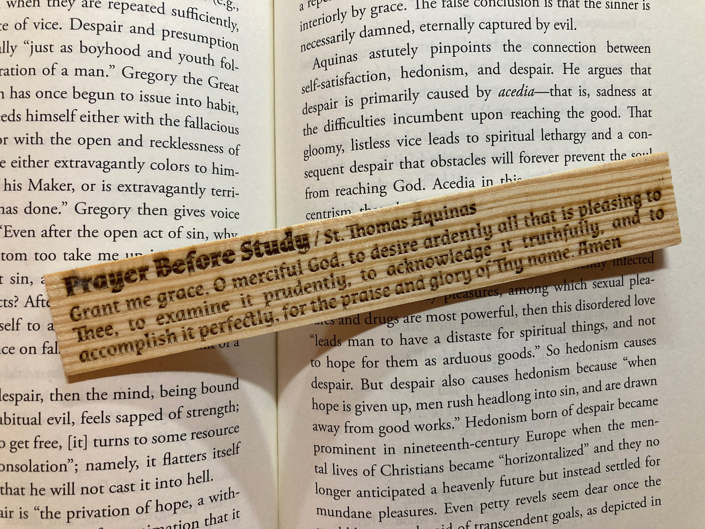 Prayer of St. Thomas Aquinas Before Study | Natural Pine Wood Ruler | Laser Engraved | Wood Burning | Catholic Saints | Catholic Prayers