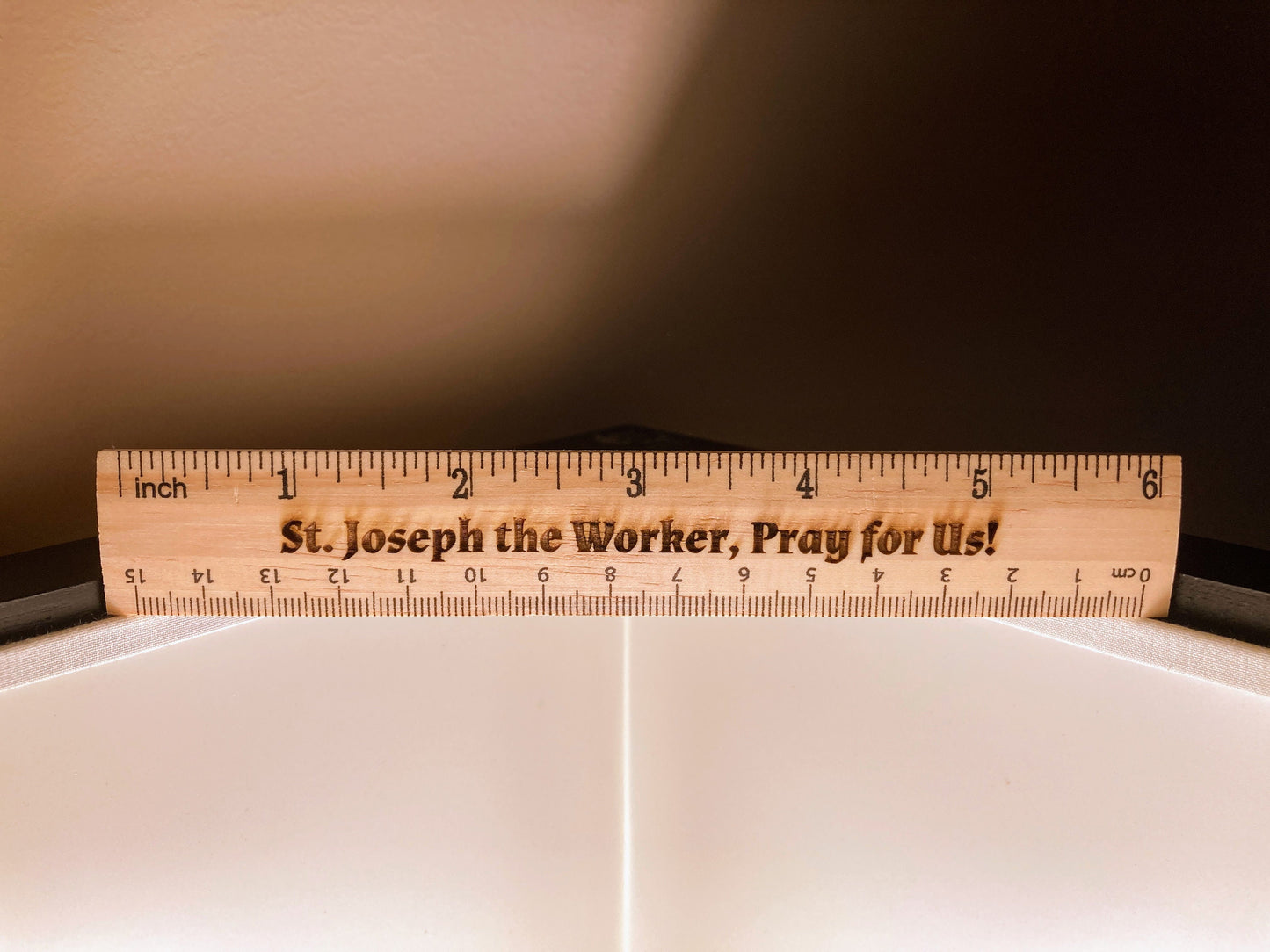 Prayer to St. Joseph the Worker | Natural Pine Wood Ruler | Laser Engraved | Wood Burning | Catholic Saints | Catholic Prayers