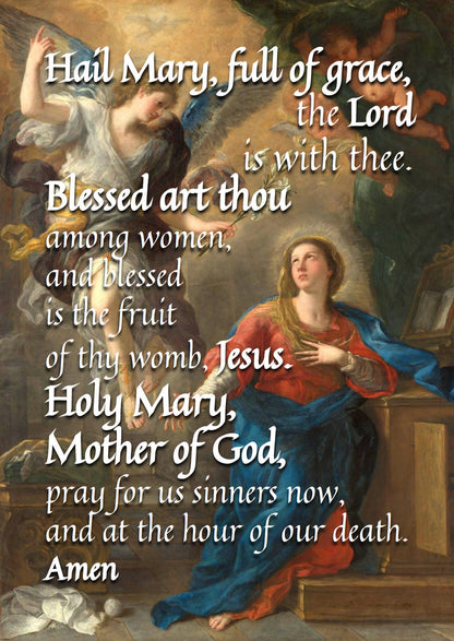 Hail Mary: 5x7 Framed Prayer with Ancient Artwork + Hail Mary Prayer Card | Catholic Art | Catholic Prayers