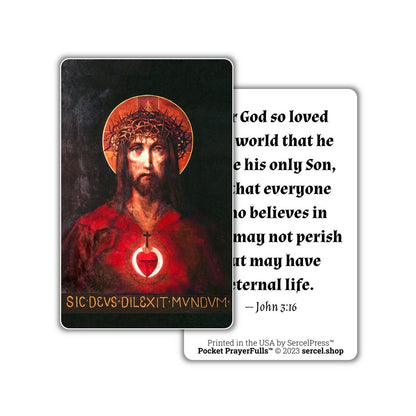 For God So Loved The World / Sacred Heart, John 3-16: Pocket PrayerFulls™ | Durable Wallet Prayer Cards | Holy Bible | Scripture