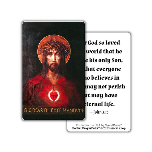 For God So Loved The World / Sacred Heart, John 3-16: Pocket PrayerFulls™ | Durable Wallet Prayer Cards | Holy Bible | Scripture