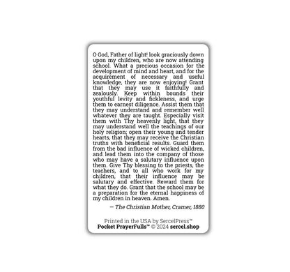 Mother's Prayer for The Children When Going to School: Pocket PrayerFulls™ | Durable Wallet Prayer Cards | Catholic Prayers