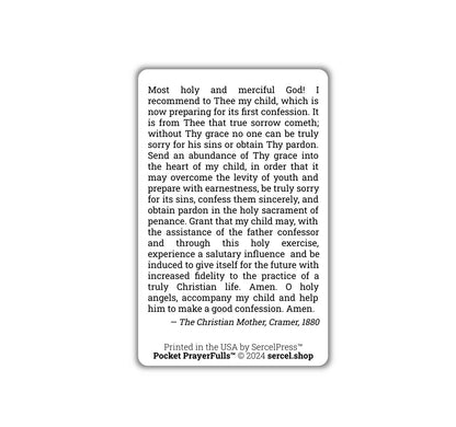 Mother's Prayer for a Child Preparing for First Confession: Pocket PrayerFulls™ | Durable Wallet Prayer Cards | Catholic Prayers