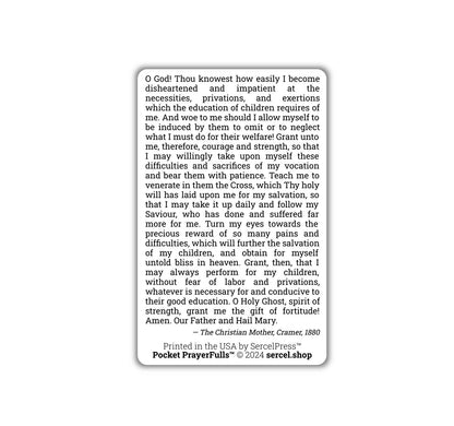 Mother's Prayer For the Gift of Fortitude: Pocket PrayerFulls™ | Durable Wallet Prayer Cards | Catholic Prayers