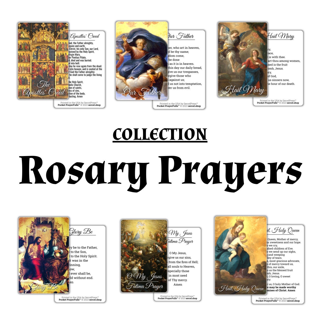 Total Rosary Bundle: Rosary Prayers, Latin Rosary Prayers, 2x Card Carrying Cases, Large Holy Family Rosary Hanger, 30% DISCOUNT