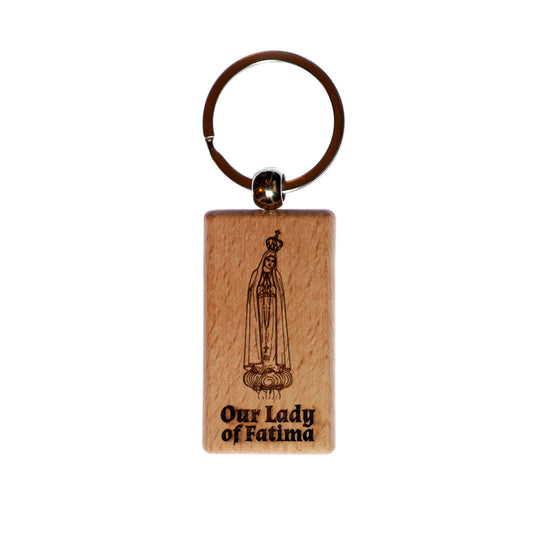 Our Lady of Fatima, Solid Wood Keychain, Engraved in the USA, Catholic