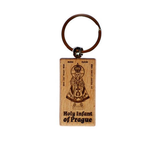 Holy Infant of Prague, Solid Wood Keychain, Engraved in the USA, Catholic