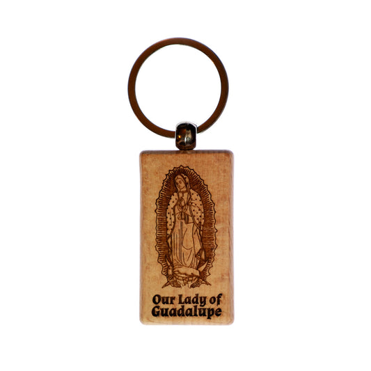 Our Lady of Guadalupe, Solid Wood Keychain, Engraved in the USA, Catholic