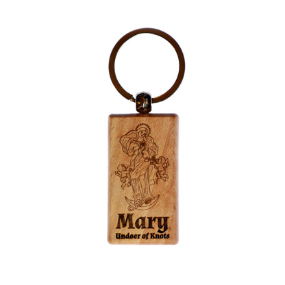 Mary Undoer of Knots, Solid Wood Keychain, Engraved in the USA, Catholic