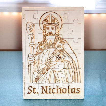 Saint Nicholas, Laser-Engraved Wood Puzzle, 11.75" x 7.75"  | Engraved in the USA | Catholic Living